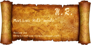 Matias Rómeó névjegykártya